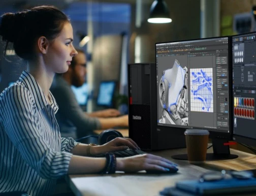 woman on a performance workstation computer